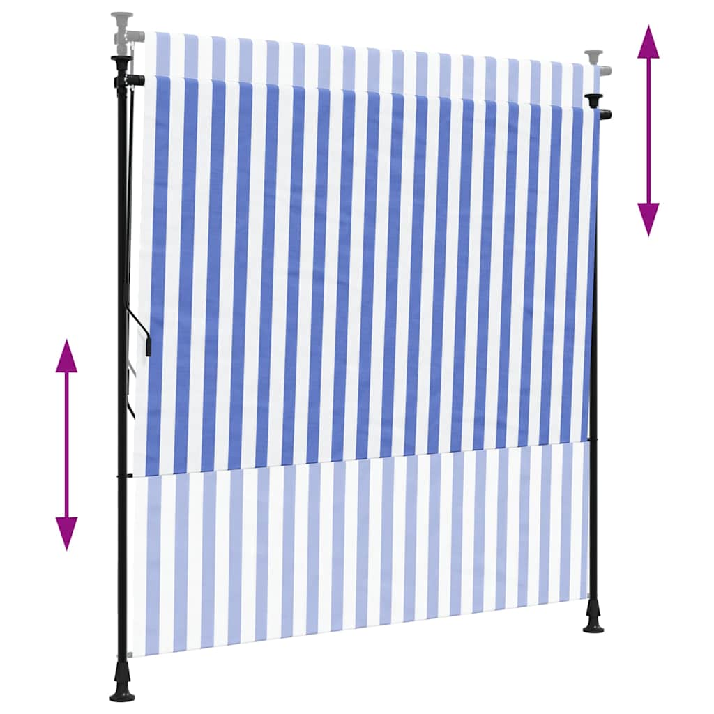Venkovní roleta modrá a bílá 150 x 270 cm textil a ocel