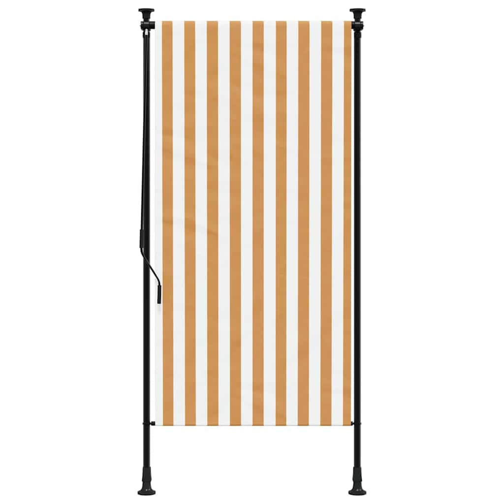 Venkovní roleta oranžová a bílá 100 x 270 cm textil a ocel