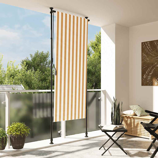 Venkovní roleta oranžová a bílá 120 x 270 cm textil a ocel