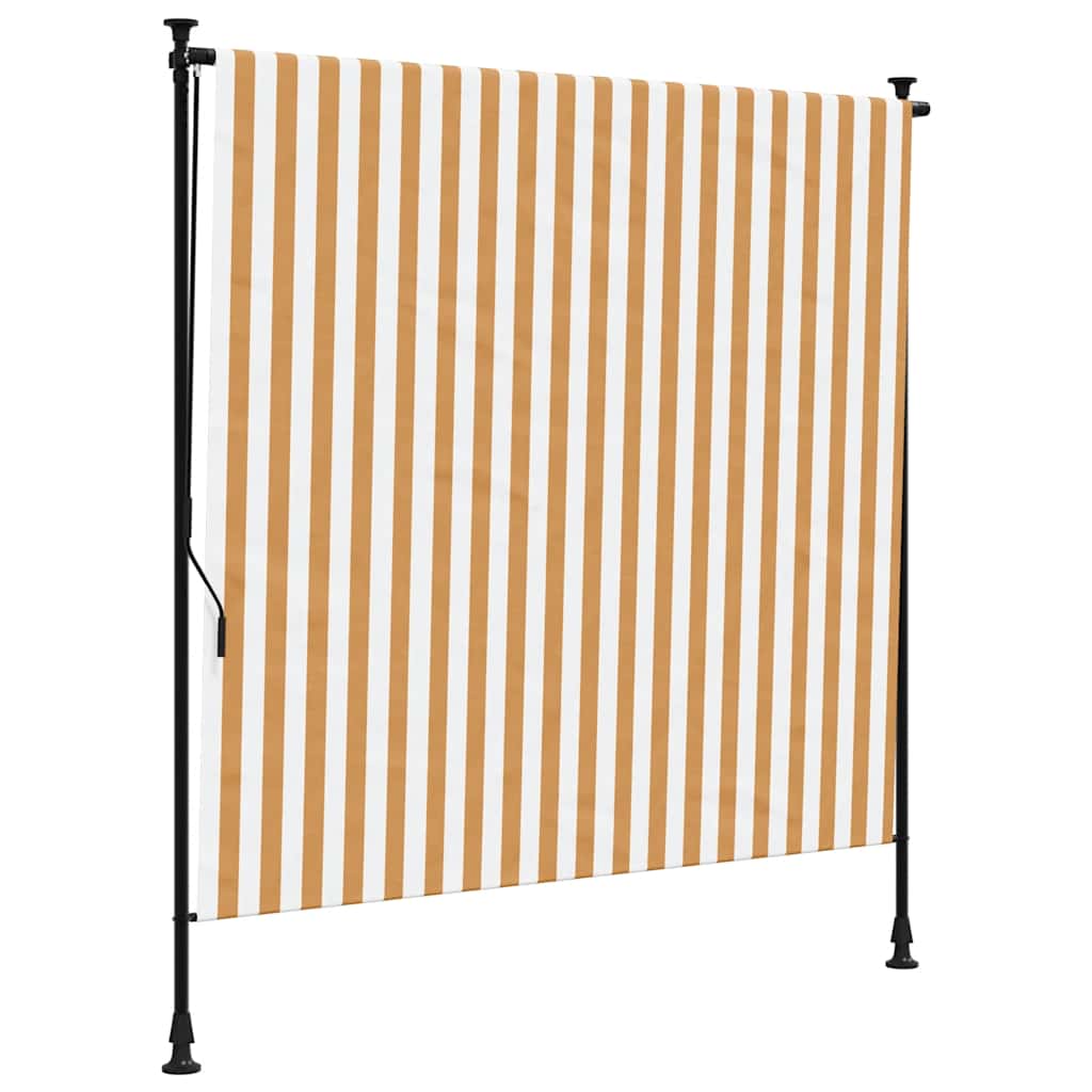 Venkovní roleta oranžová a bílá 150 x 270 cm textil a ocel