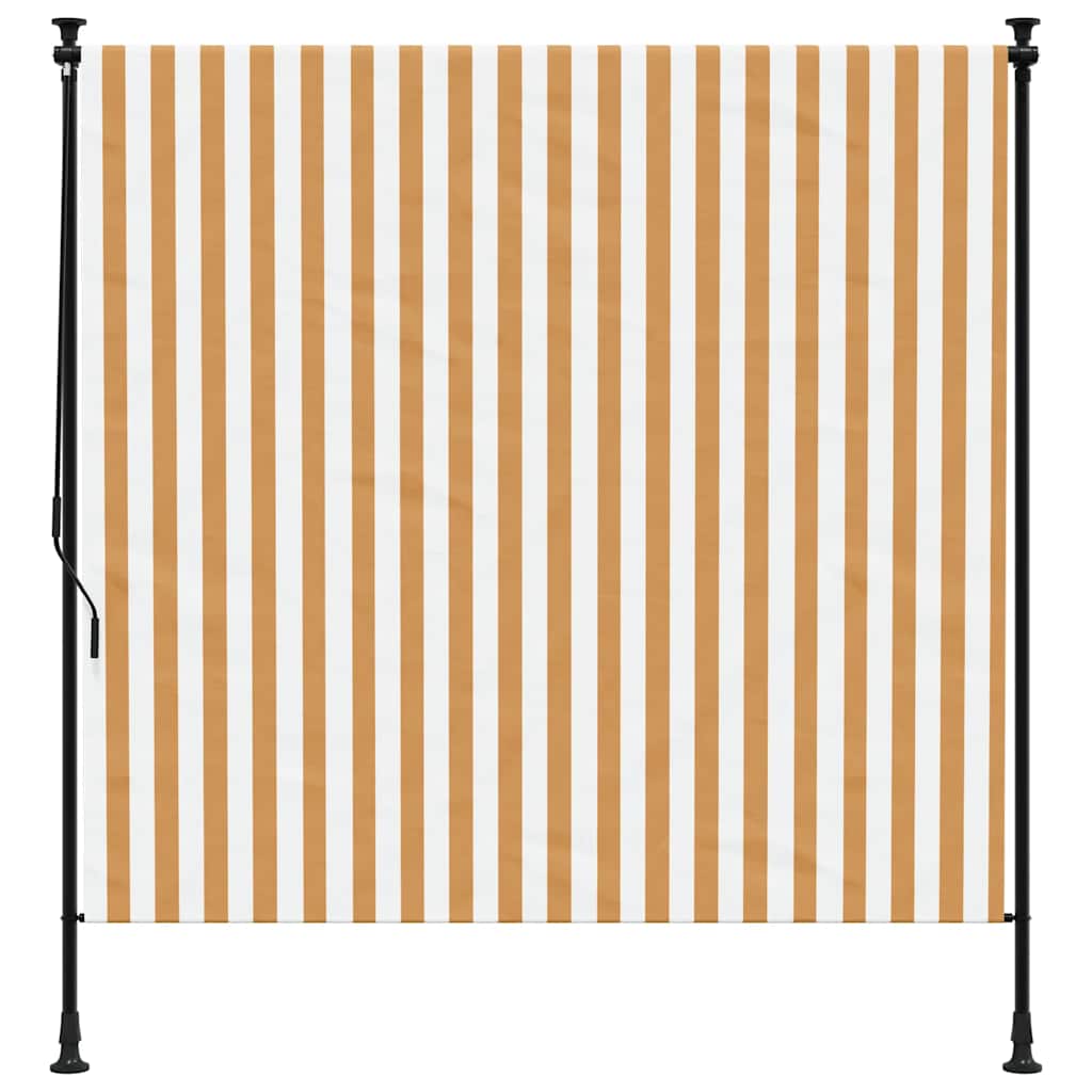 Venkovní roleta oranžová a bílá 150 x 270 cm textil a ocel