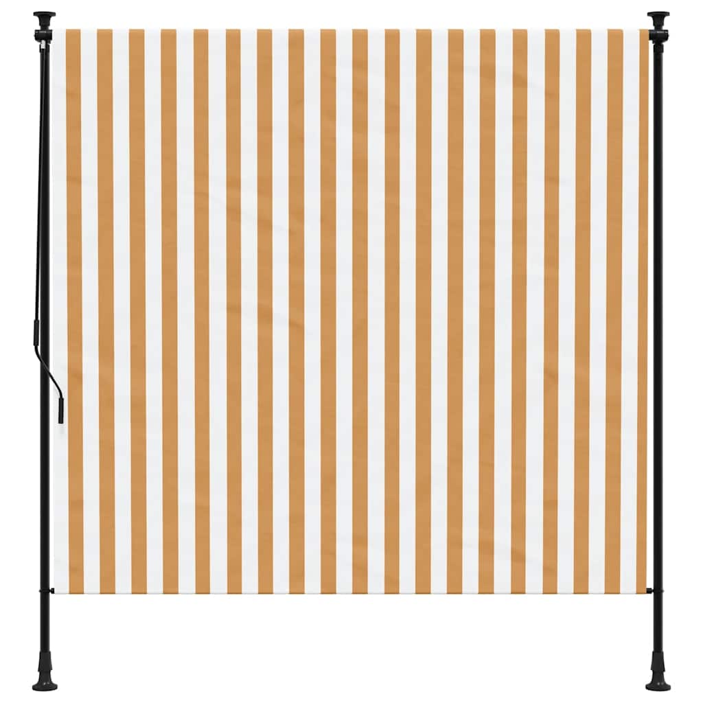 Venkovní roleta oranžová a bílá 200 x 270 cm textil a ocel