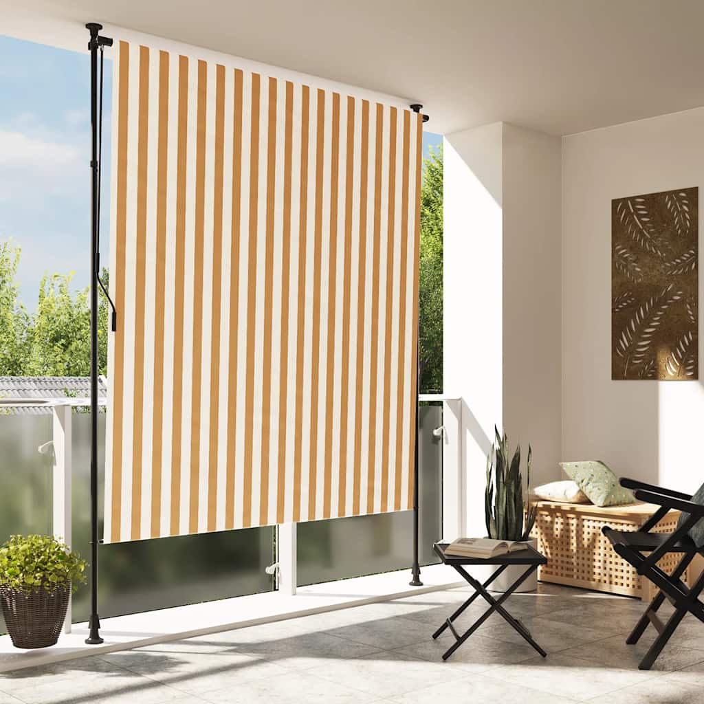 Venkovní roleta oranžová a bílá 200 x 270 cm textil a ocel