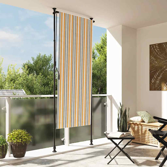 Venkovní roleta žlutá a bílá 100 x 270 cm textil a ocel