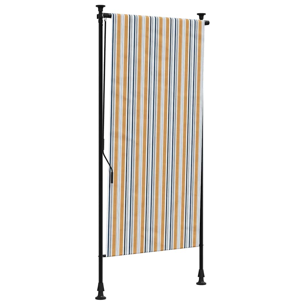 Venkovní roleta žlutá a bílá 120 x 270 cm textil a ocel