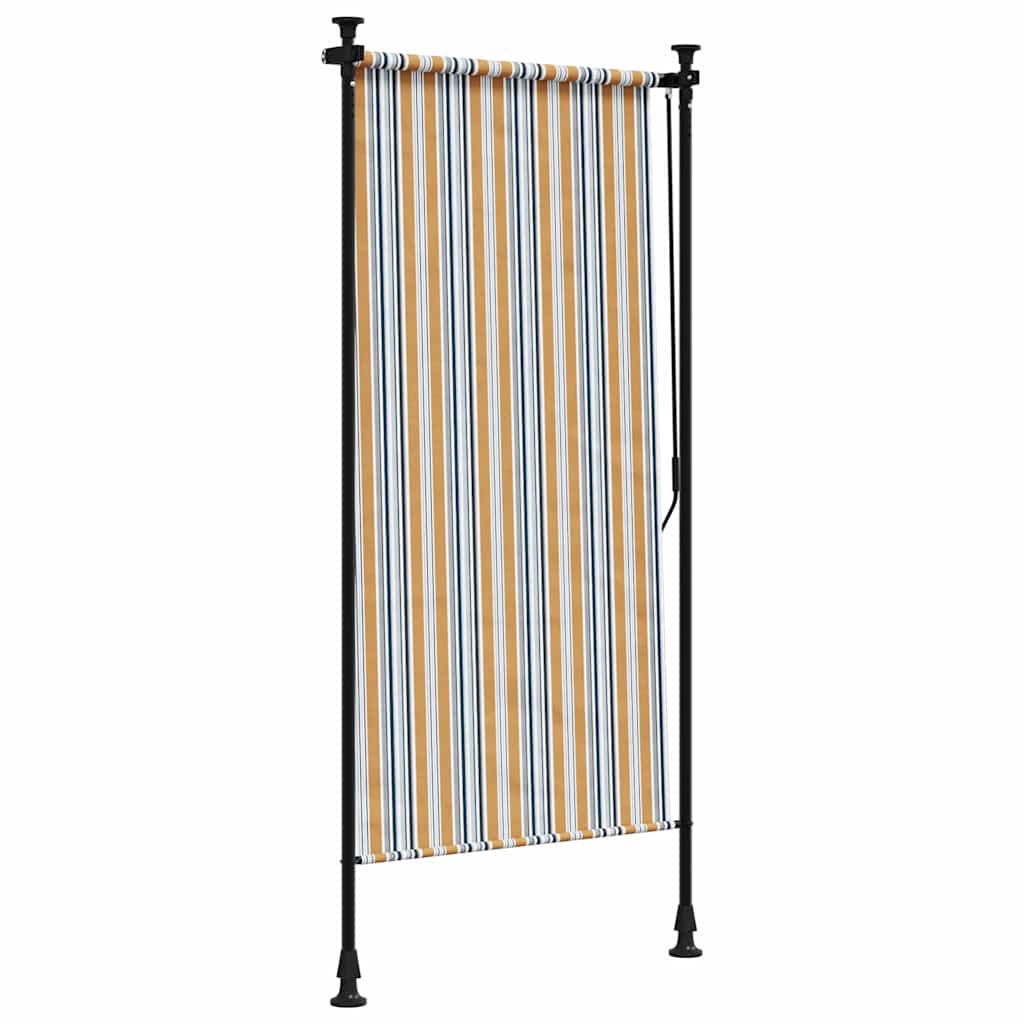 Venkovní roleta žlutá a bílá 120 x 270 cm textil a ocel