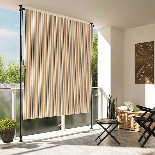 Venkovní roleta žlutá a bílá 150 x 270 cm textil a ocel