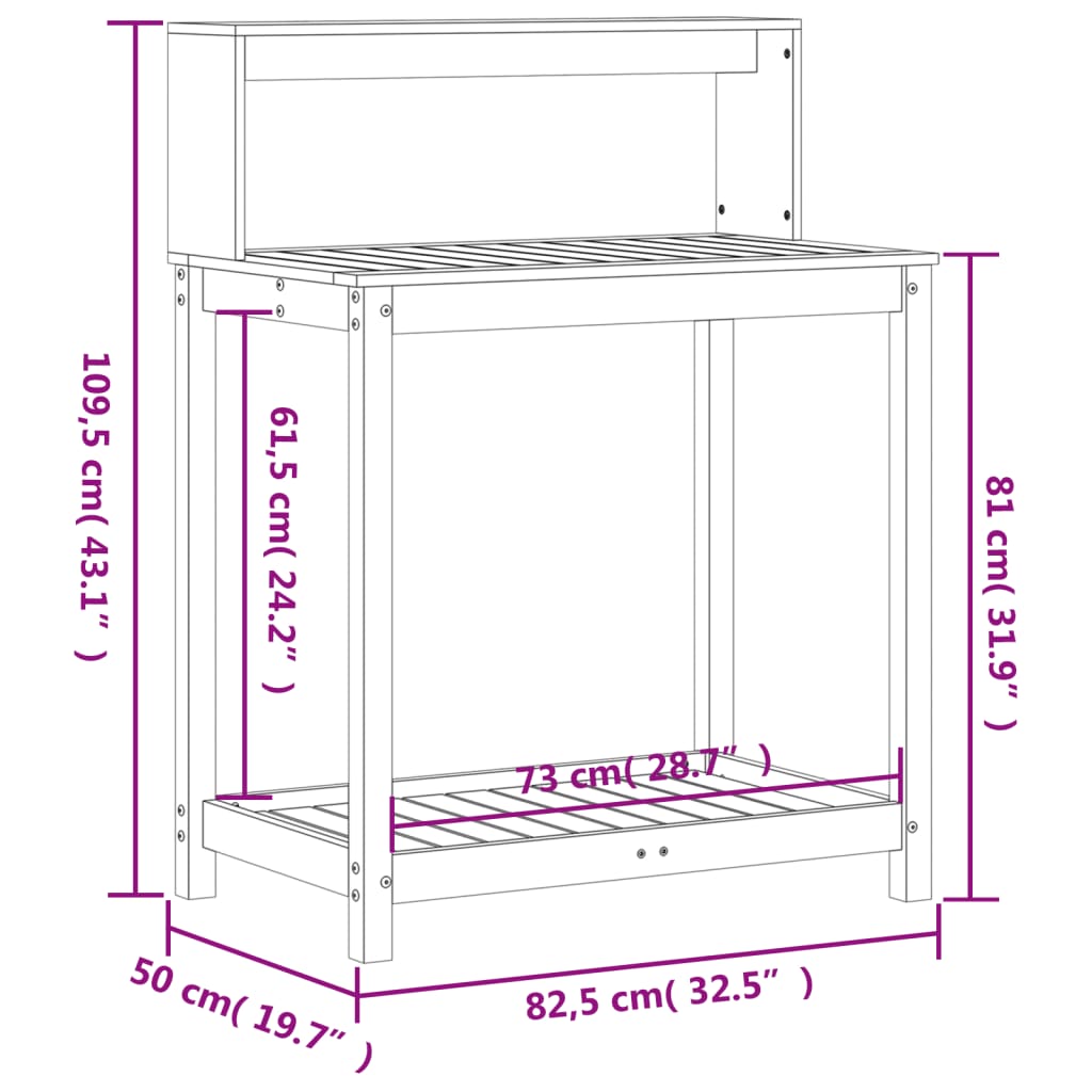 Přesazovací stůl s policemi 82,5x50x109,5 cm impregnované dřevo