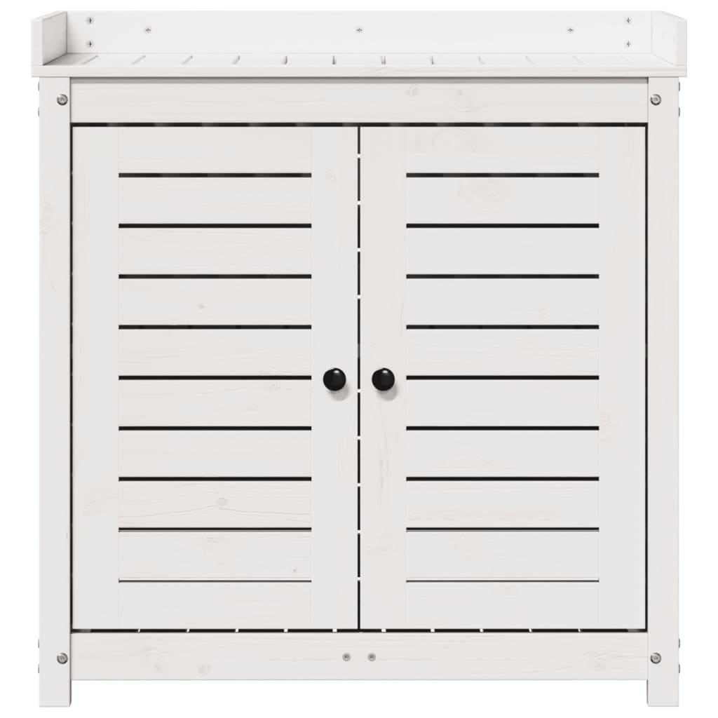 Přesazovací stůl s policemi bílý 82,5x50x86,5 cm masiv borovice