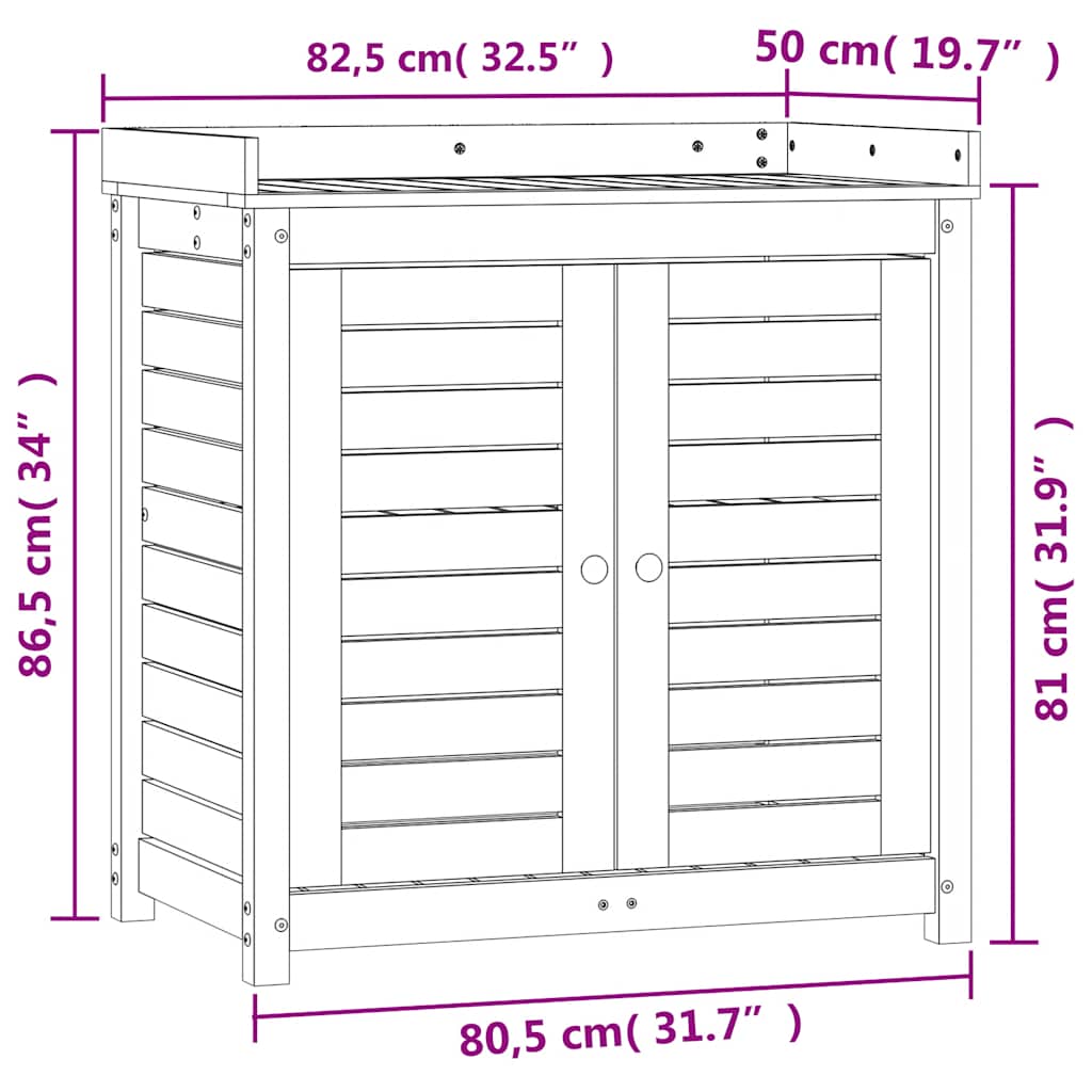 Přesazovací stůl s policemi bílý 82,5x50x86,5 cm masiv borovice