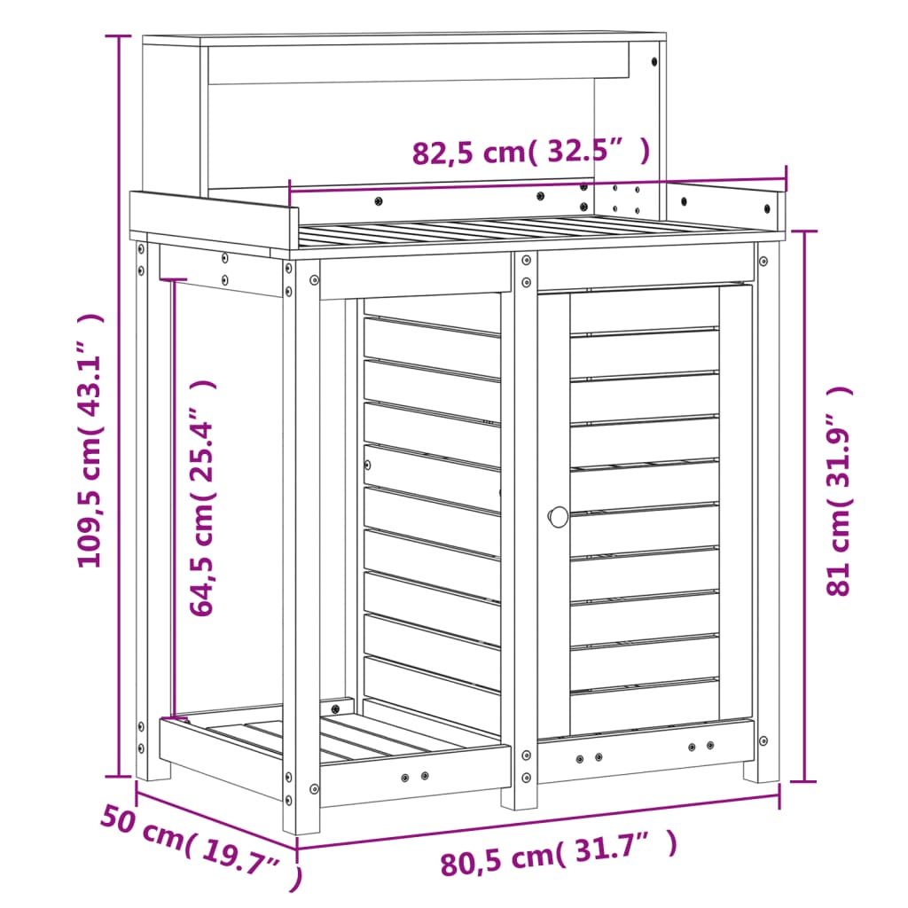 Přesazovací stůl s policemi 82,5x50x109,5 cm impregnované dřevo
