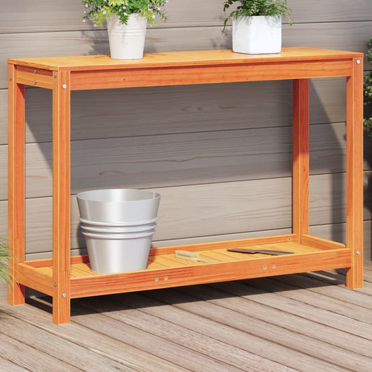 Přesazovací stůl s policí voskově hnědý 108x35x75 cm borovice