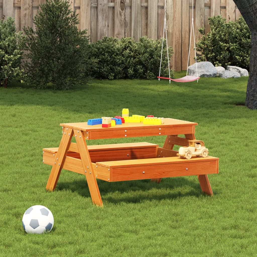 Piknikový stůl pro děti voskově hnědý 88 x 97 x 52 cm borovice