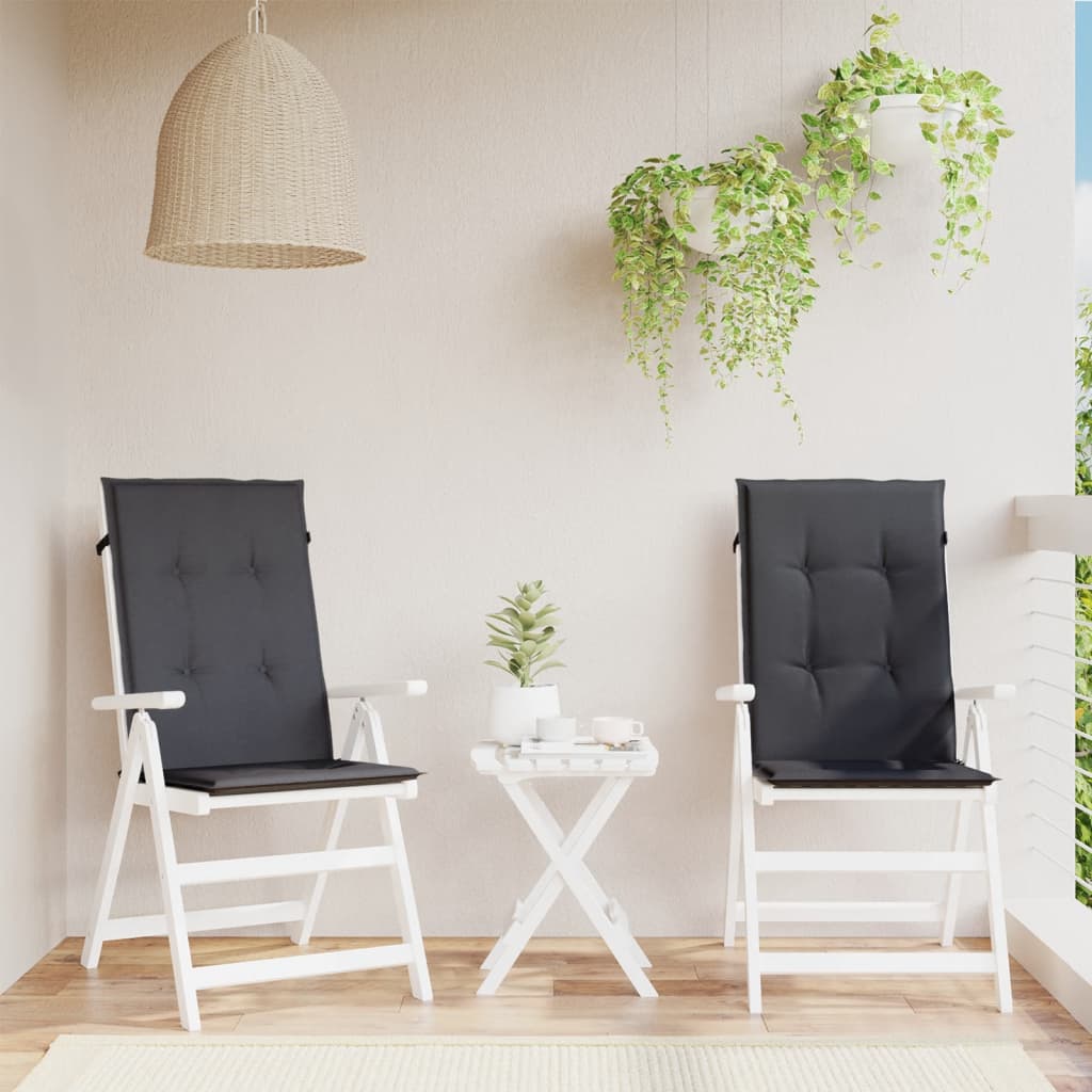 Podušky na židli vysoké opěradlo 2ks antracit melanž 120x50x4cm