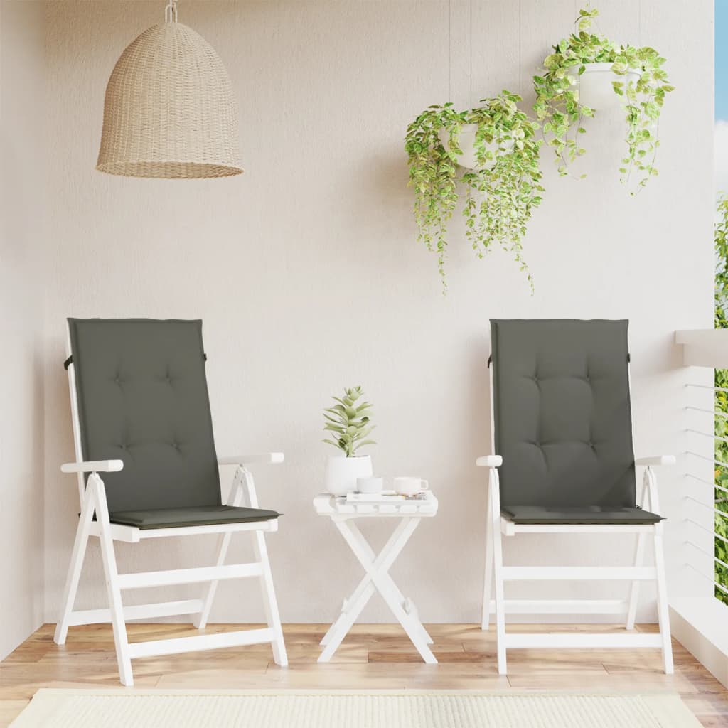Podušky na židli vysoké opěradlo 2 ks šedá melanž 120x50x4 cm