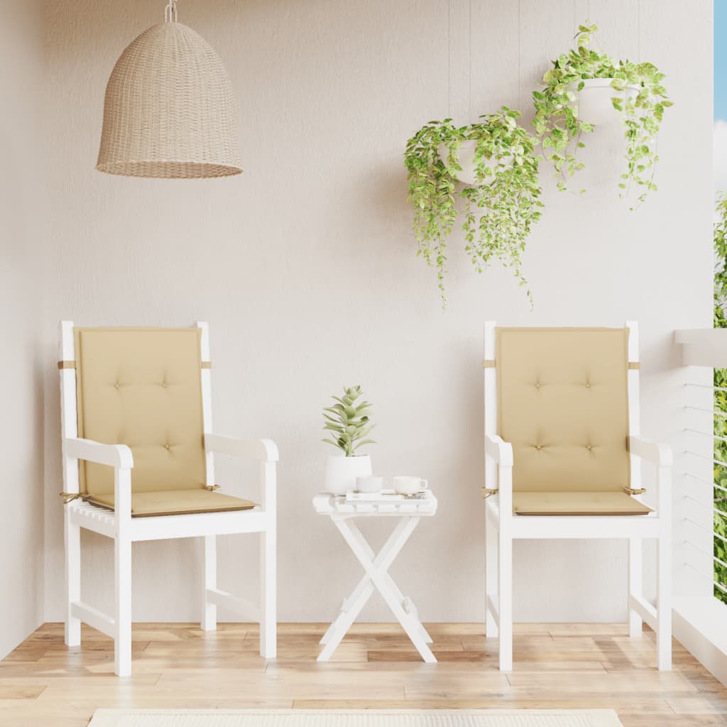 Podušky na židli nízké opěradlo 2 ks béžová melanž 100x50x4 cm