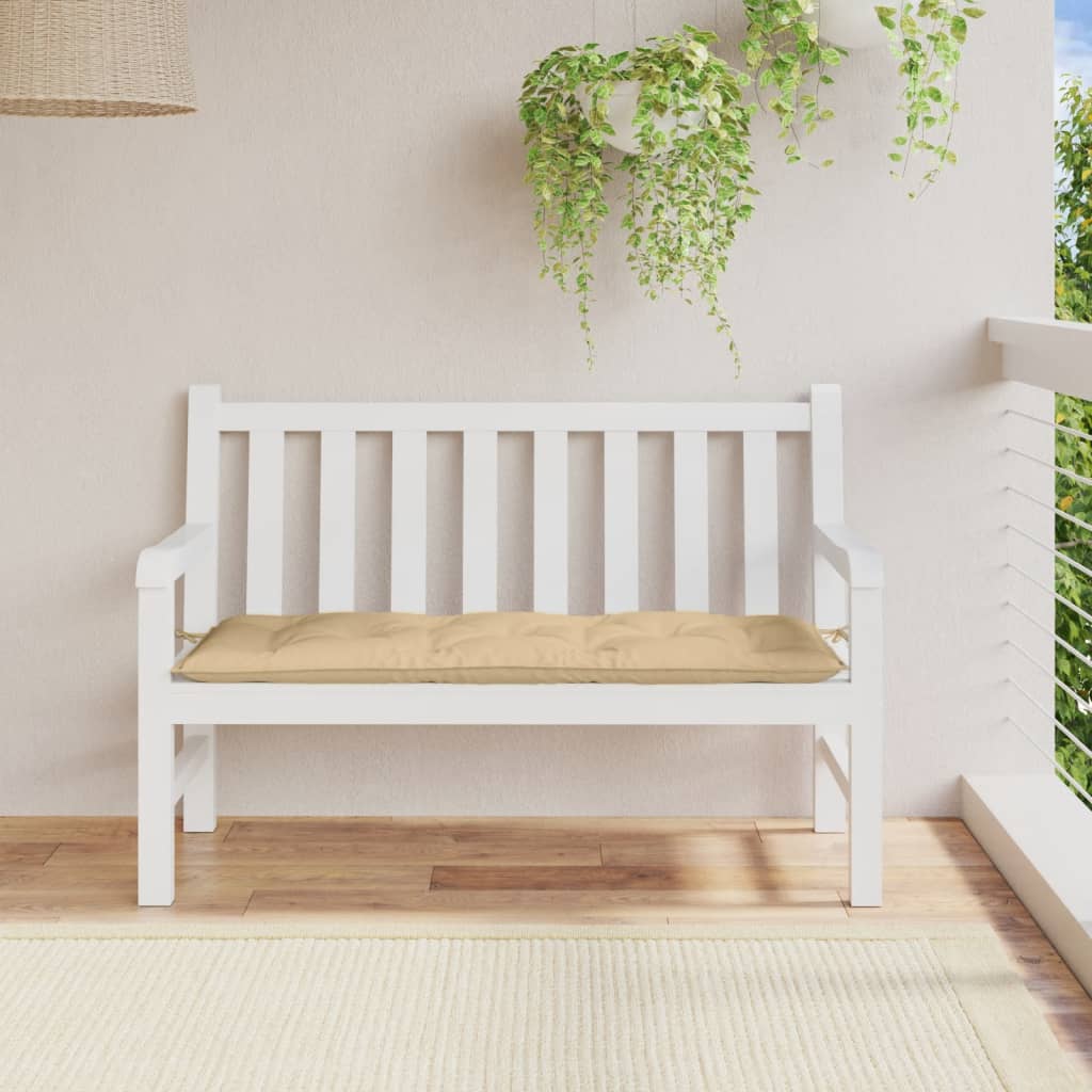 Poduška na zahradní lavici béžová melanž 120 x 50 x 7 cm textil