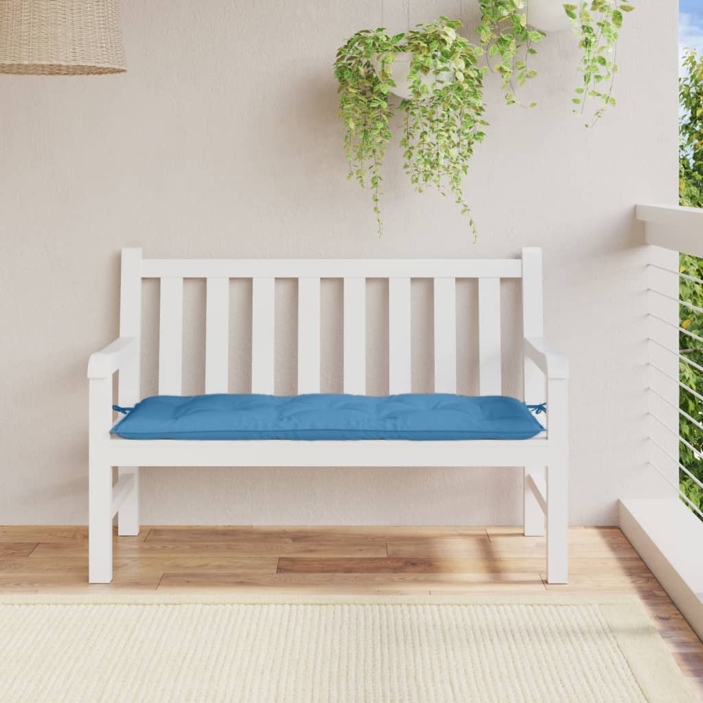 Poduška na zahradní lavici modrá melanž 120 x 50 x 7 cm textil