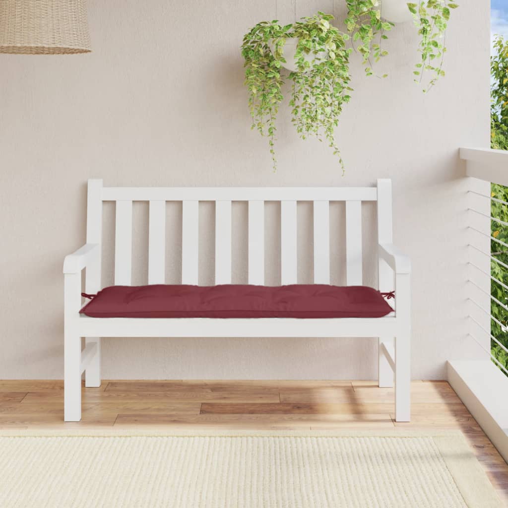 Poduška na zahradní lavici vínová melanž 120 x 50 x 7 cm textil