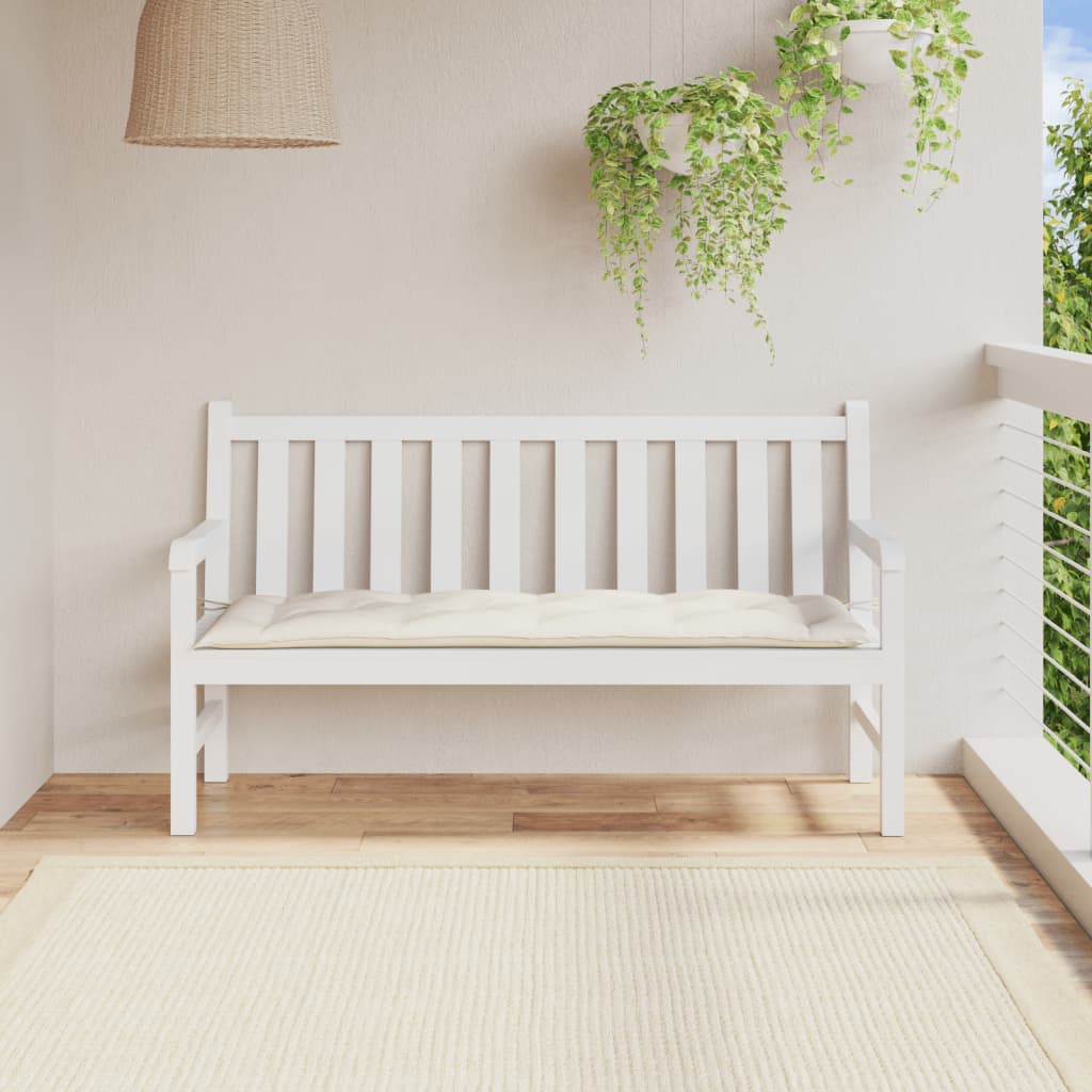 Poduška na zahradní lavici krémová melanž 150x50x7 cm textil