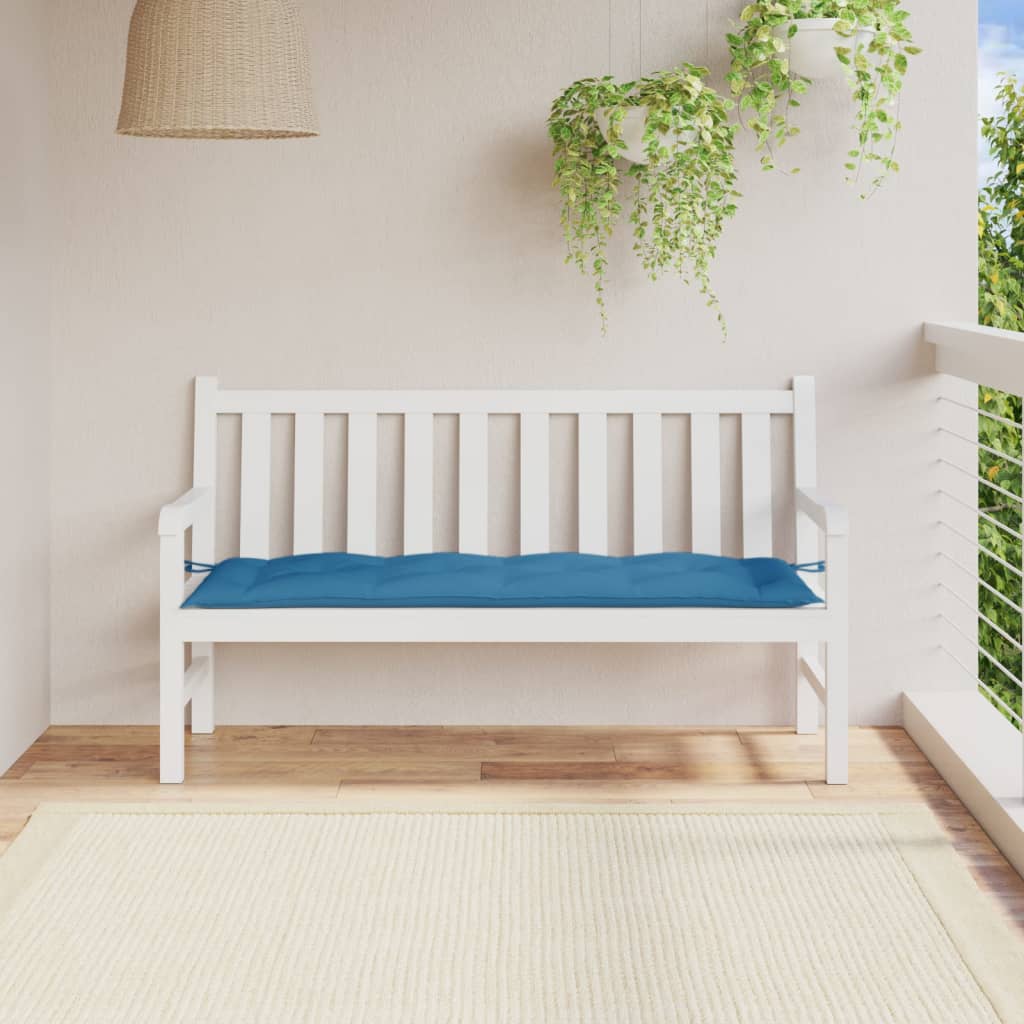 Poduška na zahradní lavici modrá melanž 150 x 50 x 7 cm textil