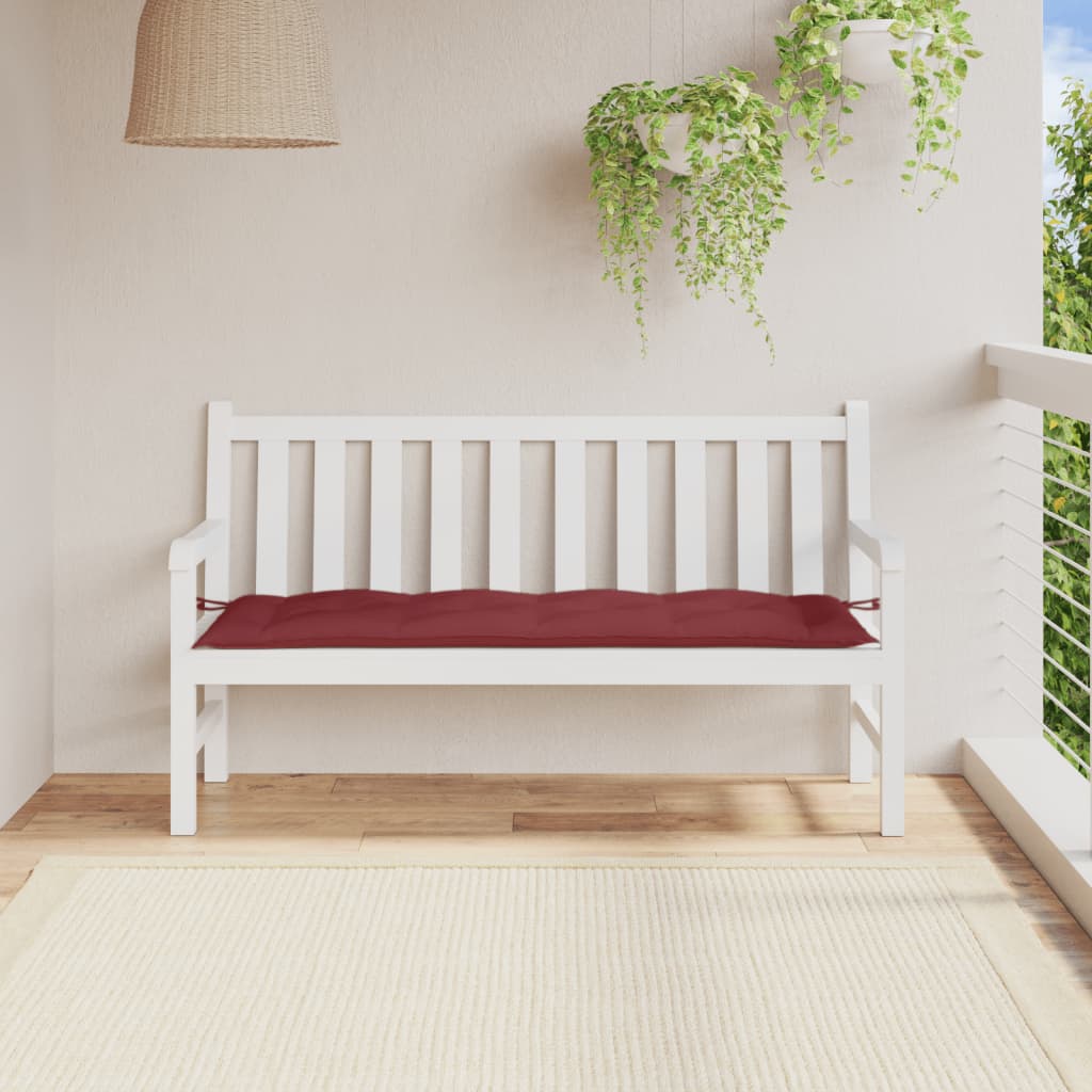 Poduška na zahradní lavici vínová melanž 150 x 50 x 7 cm textil