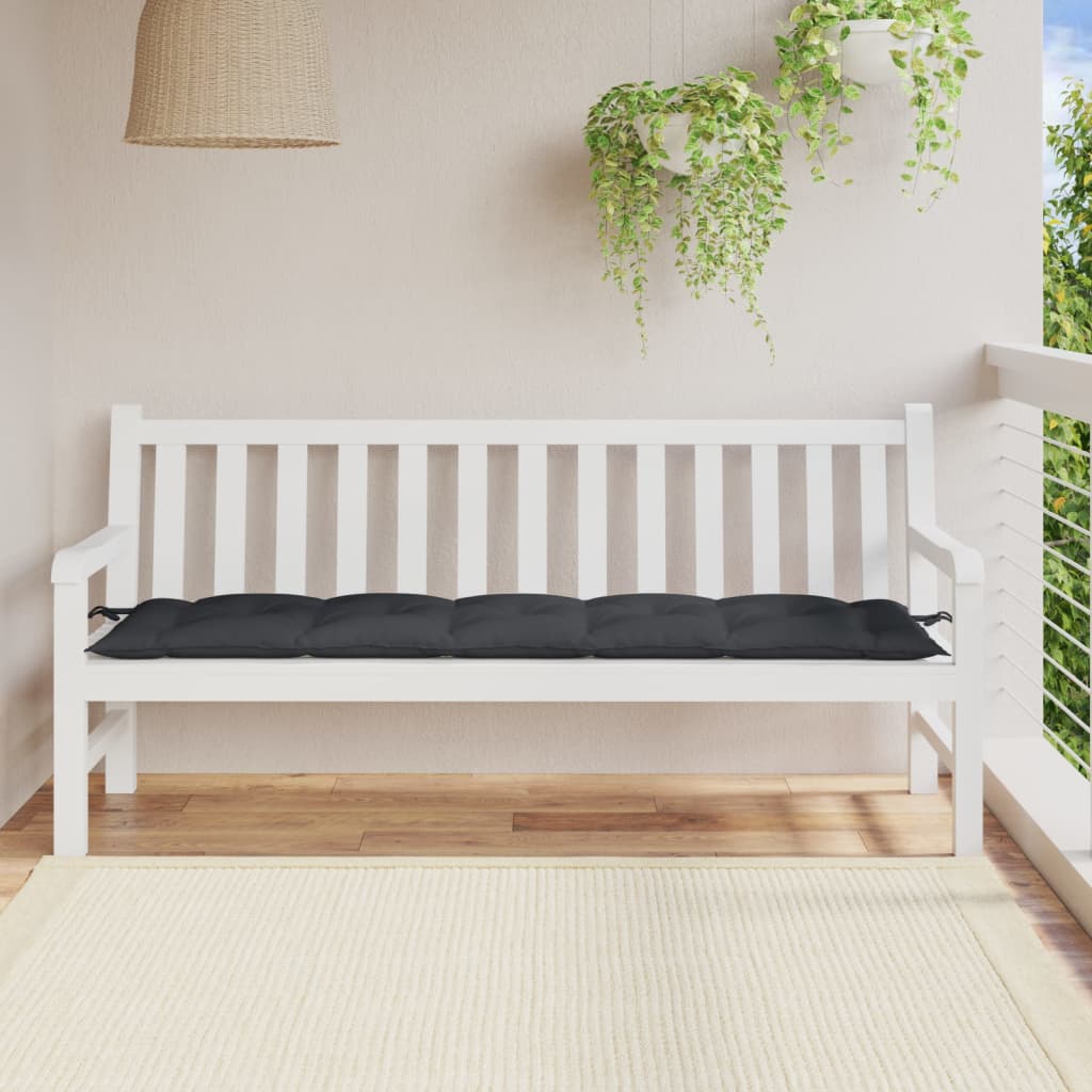 Poduška na zahradní lavici antracitová melanž 180x50x7cm textil