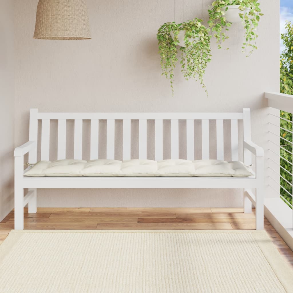 Poduška na zahradní lavici krémová melanž 180x50x7 cm textil