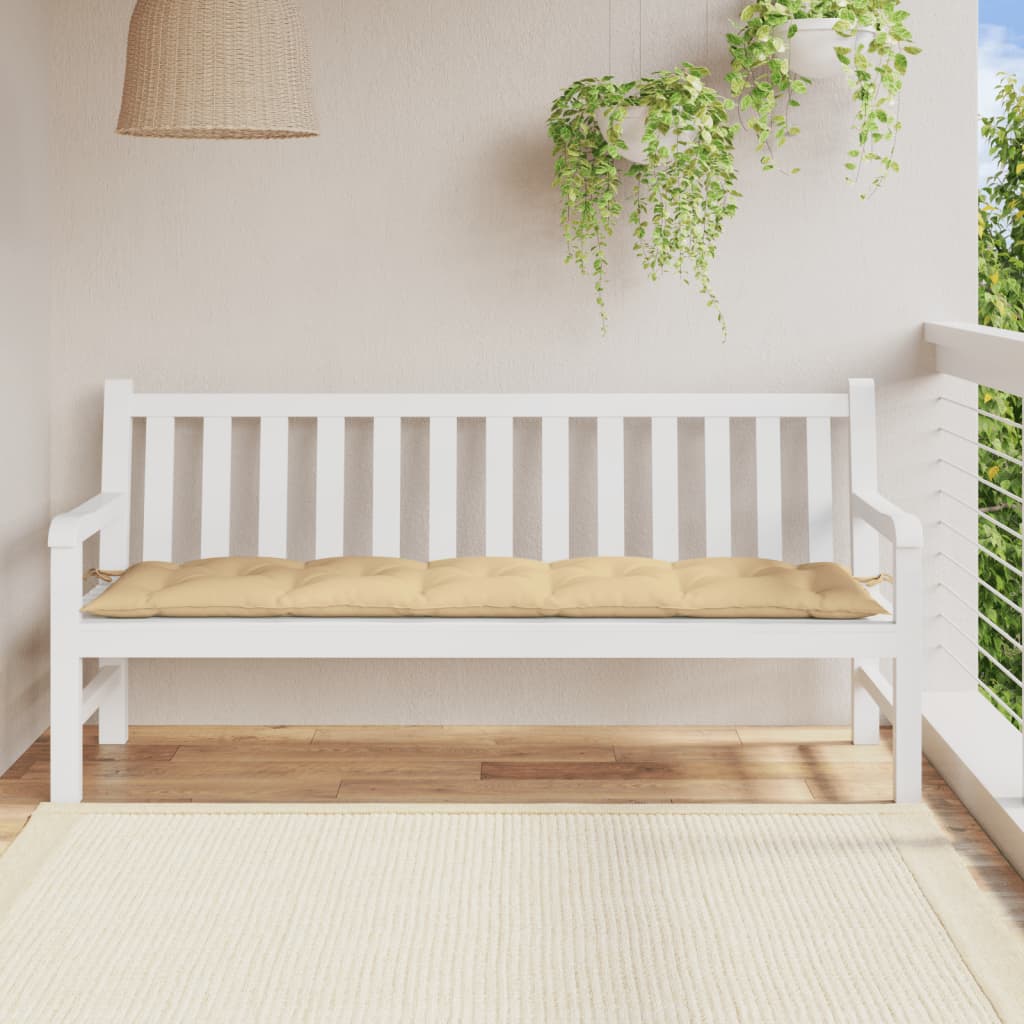 Poduška na zahradní lavici béžová melanž 180 x 50 x 7 cm textil