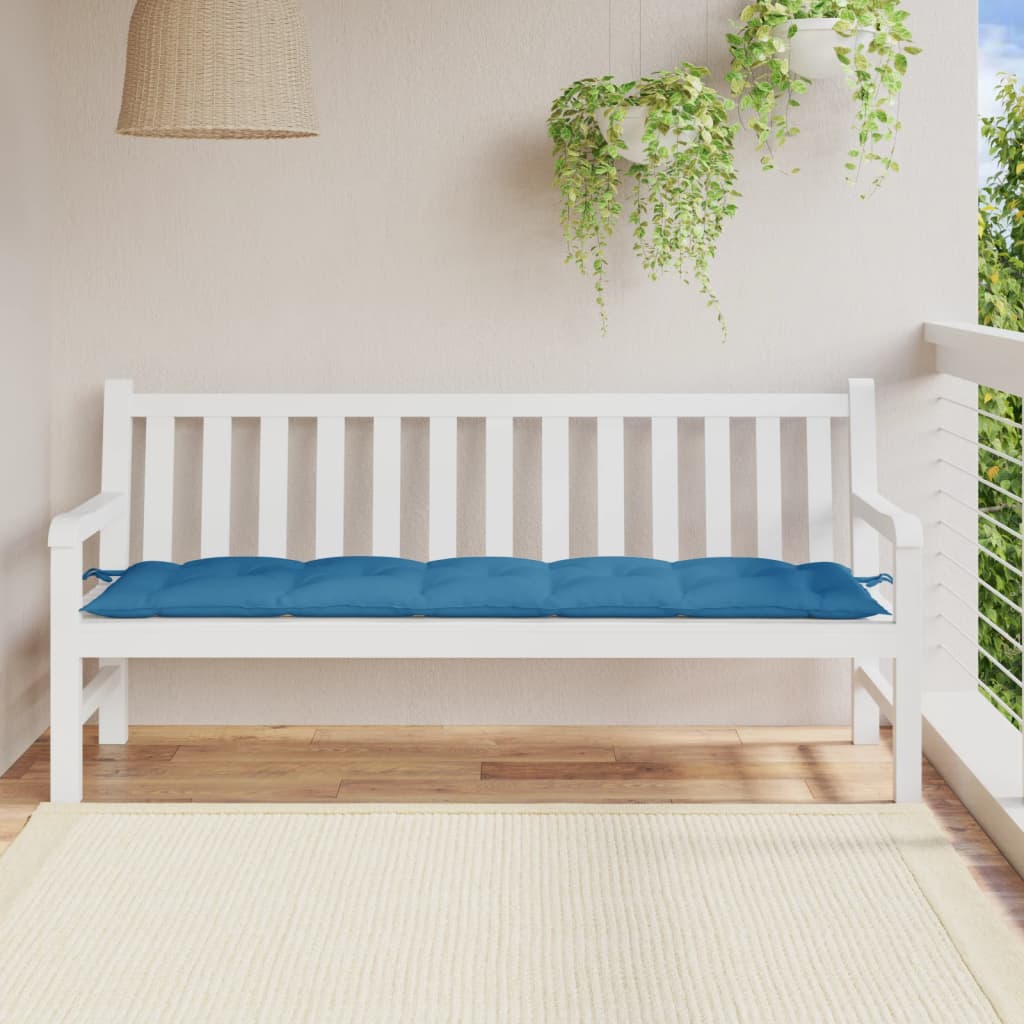 Poduška na zahradní lavici modrá melanž 180 x 50 x 7 cm textil