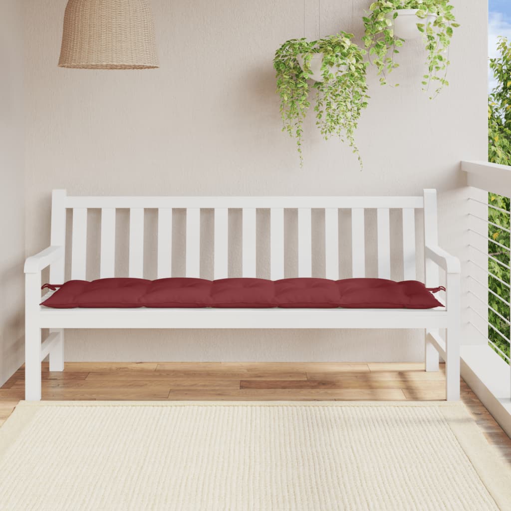 Poduška na zahradní lavici vínová melanž 180 x 50 x 7 cm textil