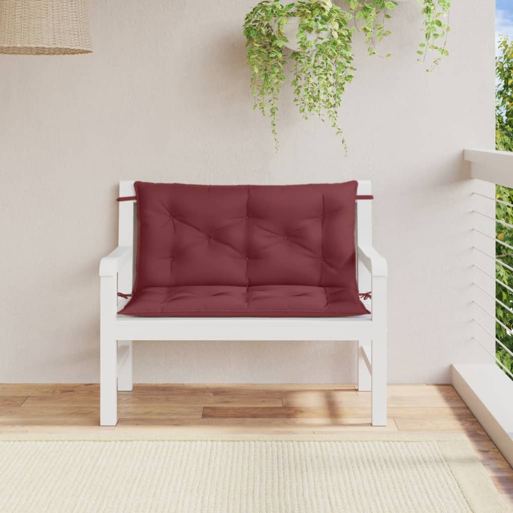 Podušky na zahradní lavici 2 ks vínová melanž 100x50x7cm textil