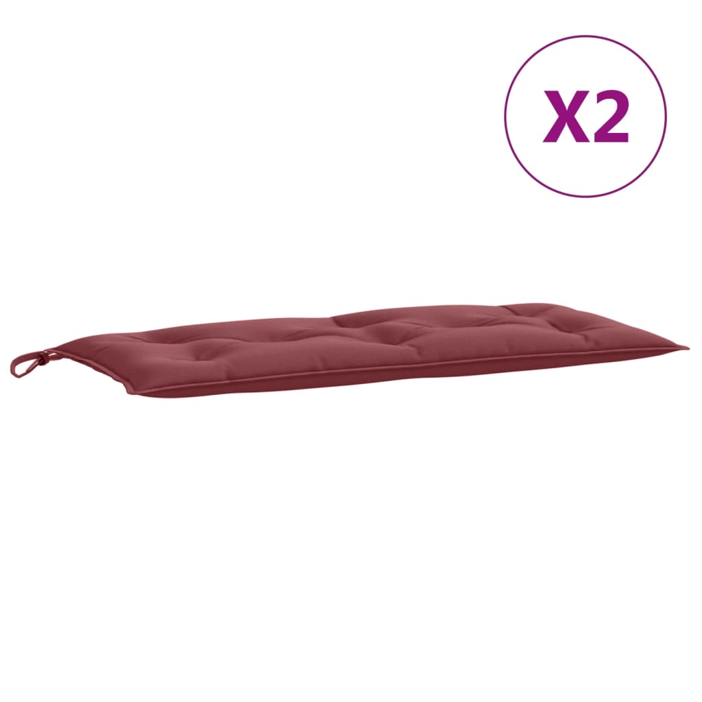 Podušky na zahradní lavici 2 ks vínová melanž 100x50x7cm textil