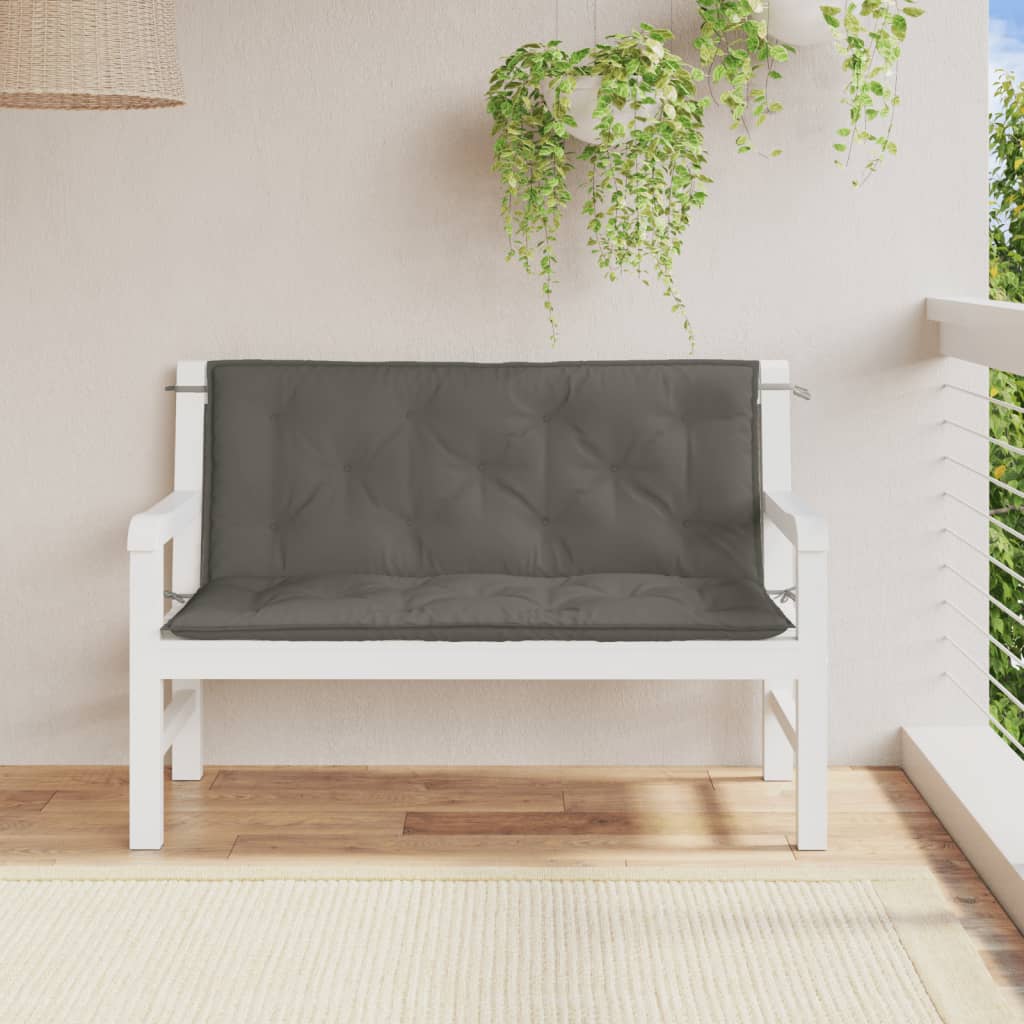 Podušky na zahradní lavici 2 ks tmavě šedá melanž 120x50x7 cm