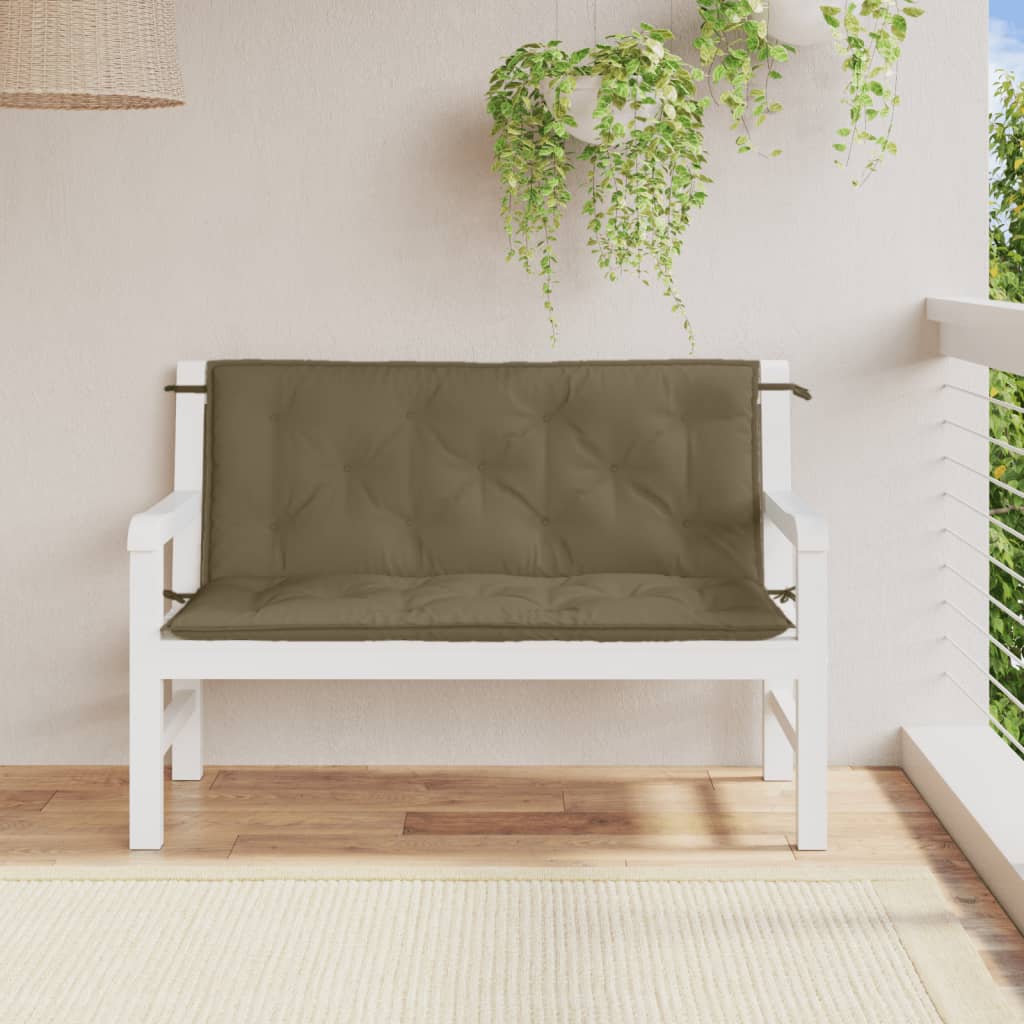 Podušky na zahradní lavici 2 ks taupe melanž 120x50x7 cm textil