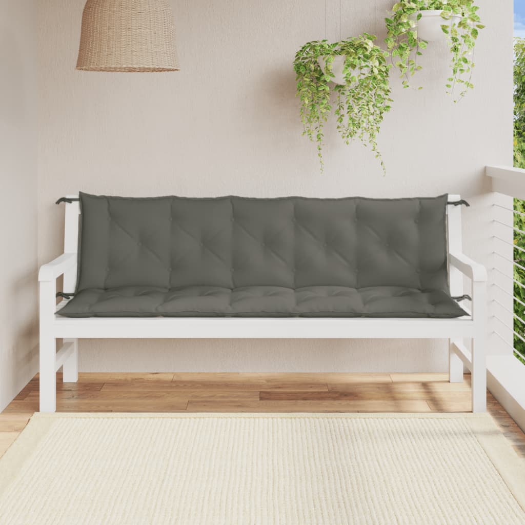 Podušky na zahradní lavici 2 ks tmavě šedá melanž 180x50x7 cm