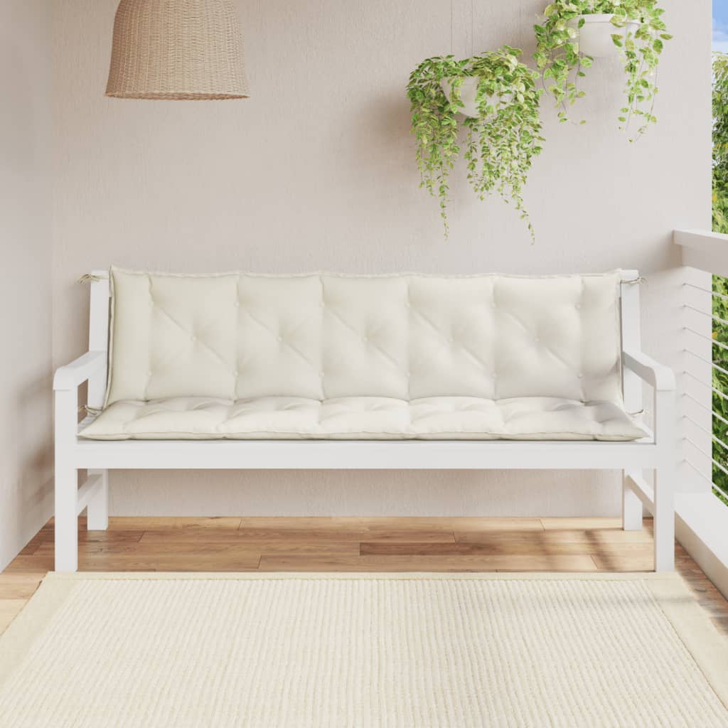 Podušky na zahradní lavici 2 ks krémová melanž 180 x 50 x 7 cm