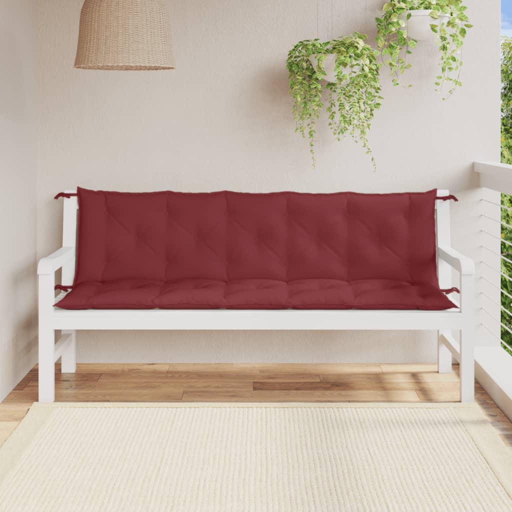 Podušky na zahradní lavici 2 ks vínová melanž 180x50x7cm textil