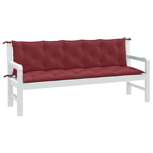 Podušky na zahradní lavici 2 ks vínová melanž 180x50x7cm textil