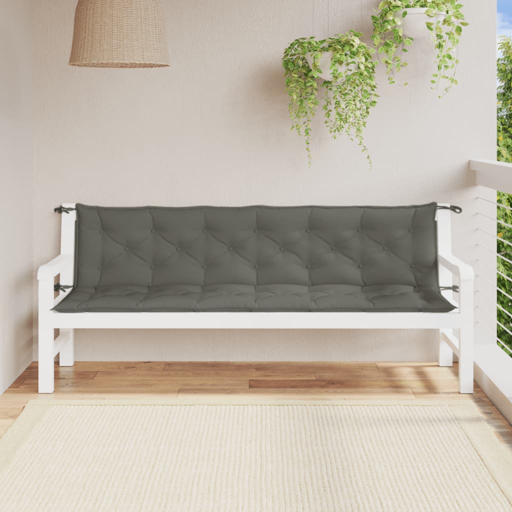 Podušky na zahradní lavici 2 ks tmavě šedá melanž 200x50x7 cm