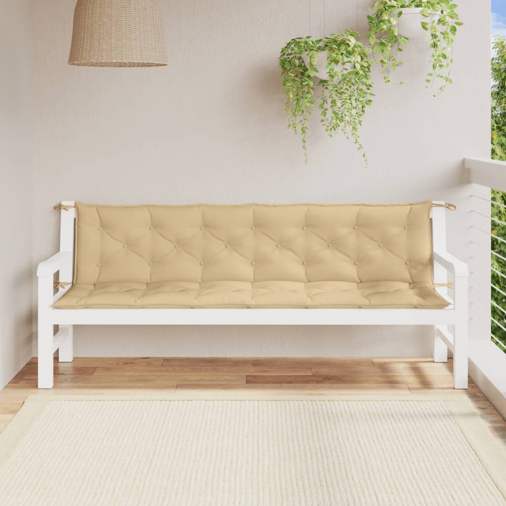 Podušky na zahradní lavici 2 ks béžová melanž 200x50x7cm textil