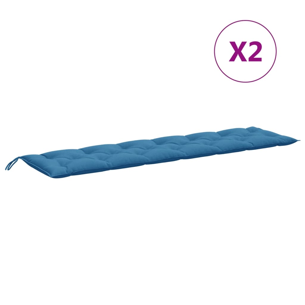 Podušky na zahradní lavici 2 ks modrá melanž 200x50x7 cm textil
