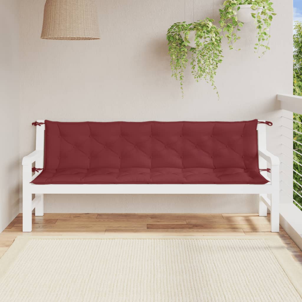 Podušky na zahradní lavici 2 ks vínová melanž 200x50x7cm textil