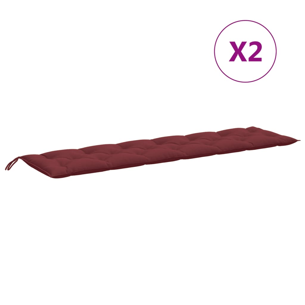 Podušky na zahradní lavici 2 ks vínová melanž 200x50x7cm textil