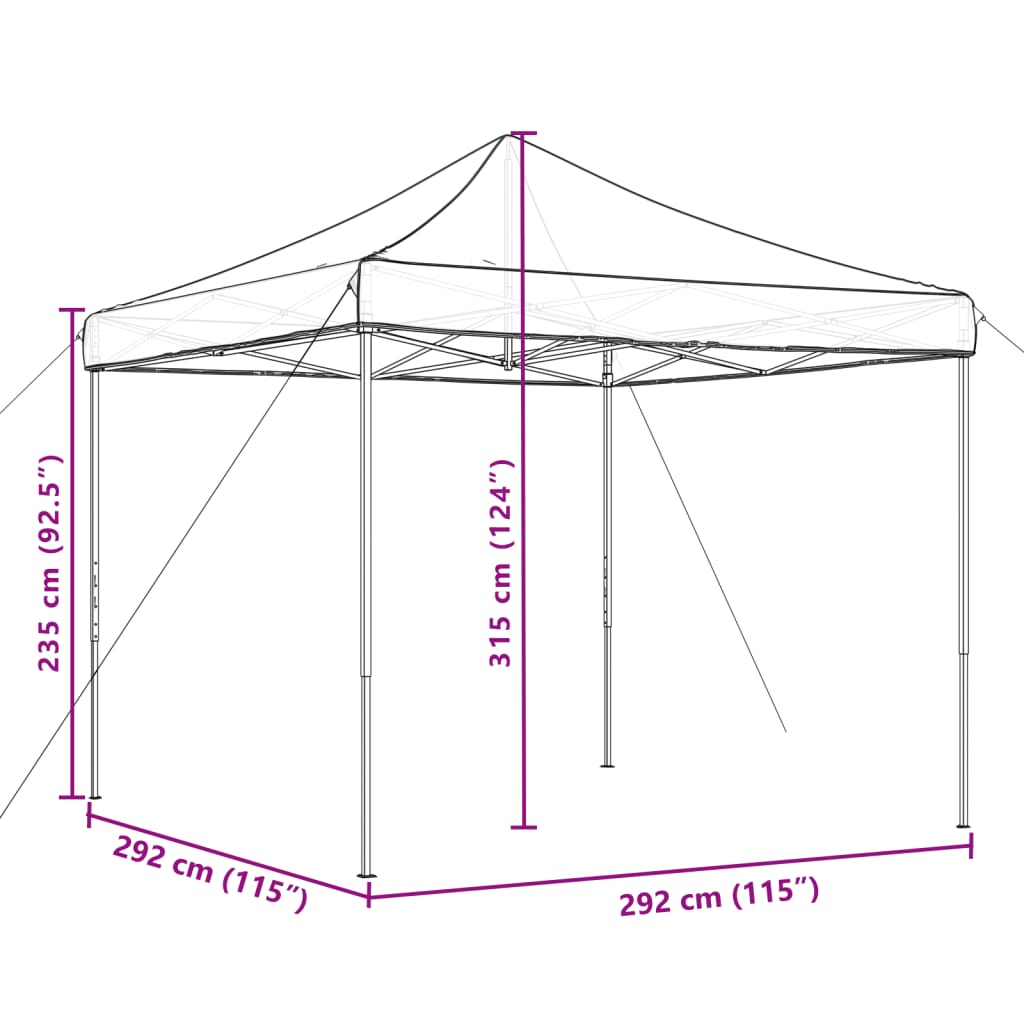 Skládací party stan pop-up taupe 292 x 292 x 315 cm