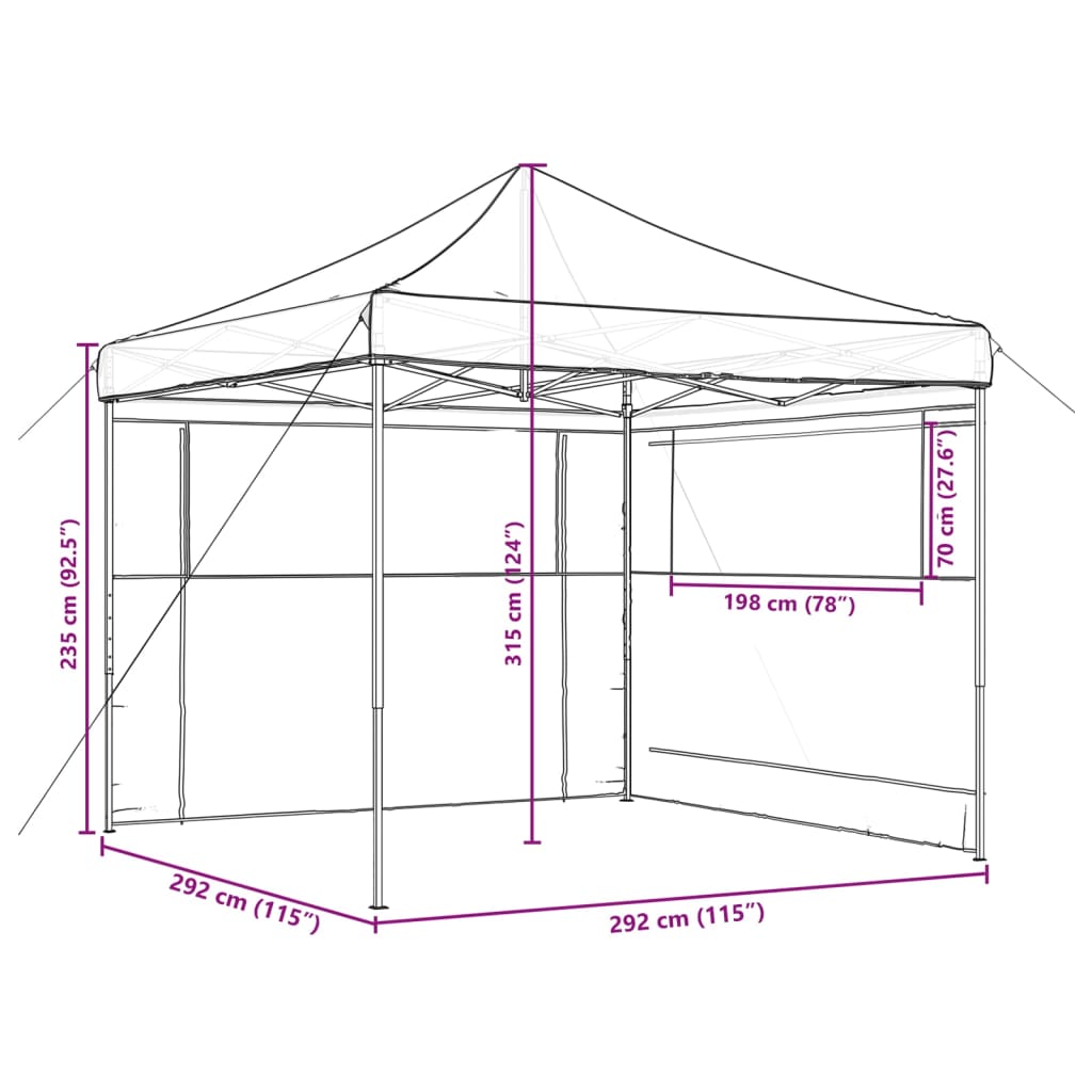 Skládací party stan pop-up se 2 bočními stěnami béžový