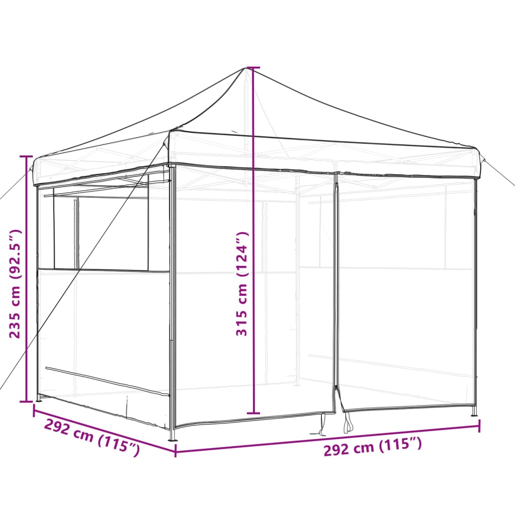 Skládací party stan pop-up se 4 bočními stěnami taupe