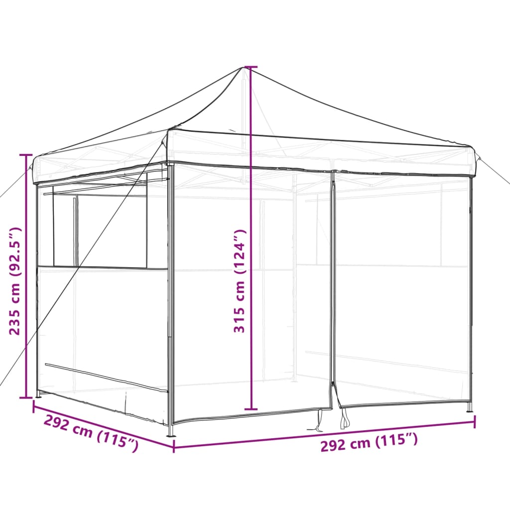 Skládací party stan pop-up se 4 bočními stěnami vínový