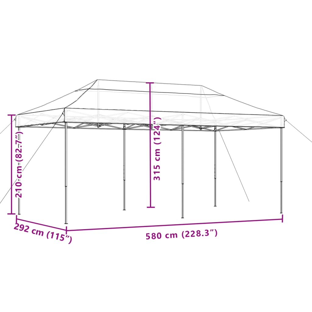 Skládací party stan pop-up taupe 580 x 292 x 315 cm