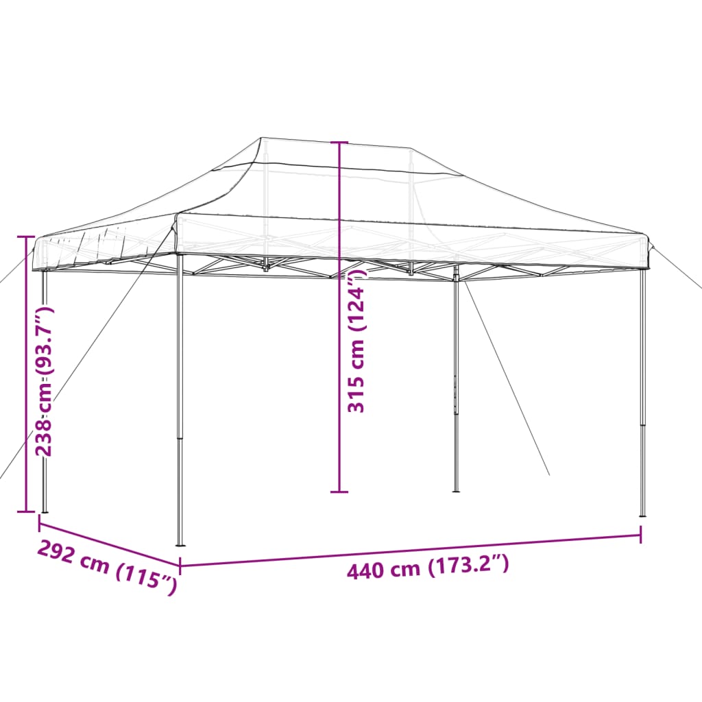 Skládací party stan pop-up vínový 440 x 292 x 315 cm